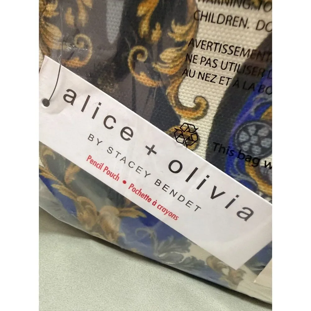 NWT Alice + Olivia A+O X FABFITFUN Pencil Pouch in Regal Romance Sapphire - Picture 7 of 8